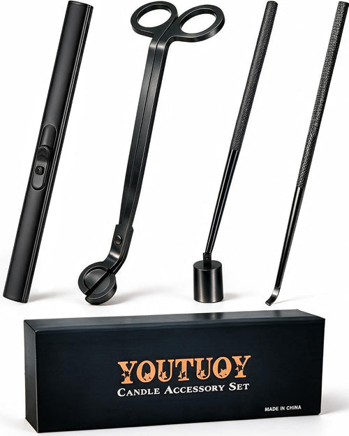 4 in 1 Candle Accessory Set, Matte Black