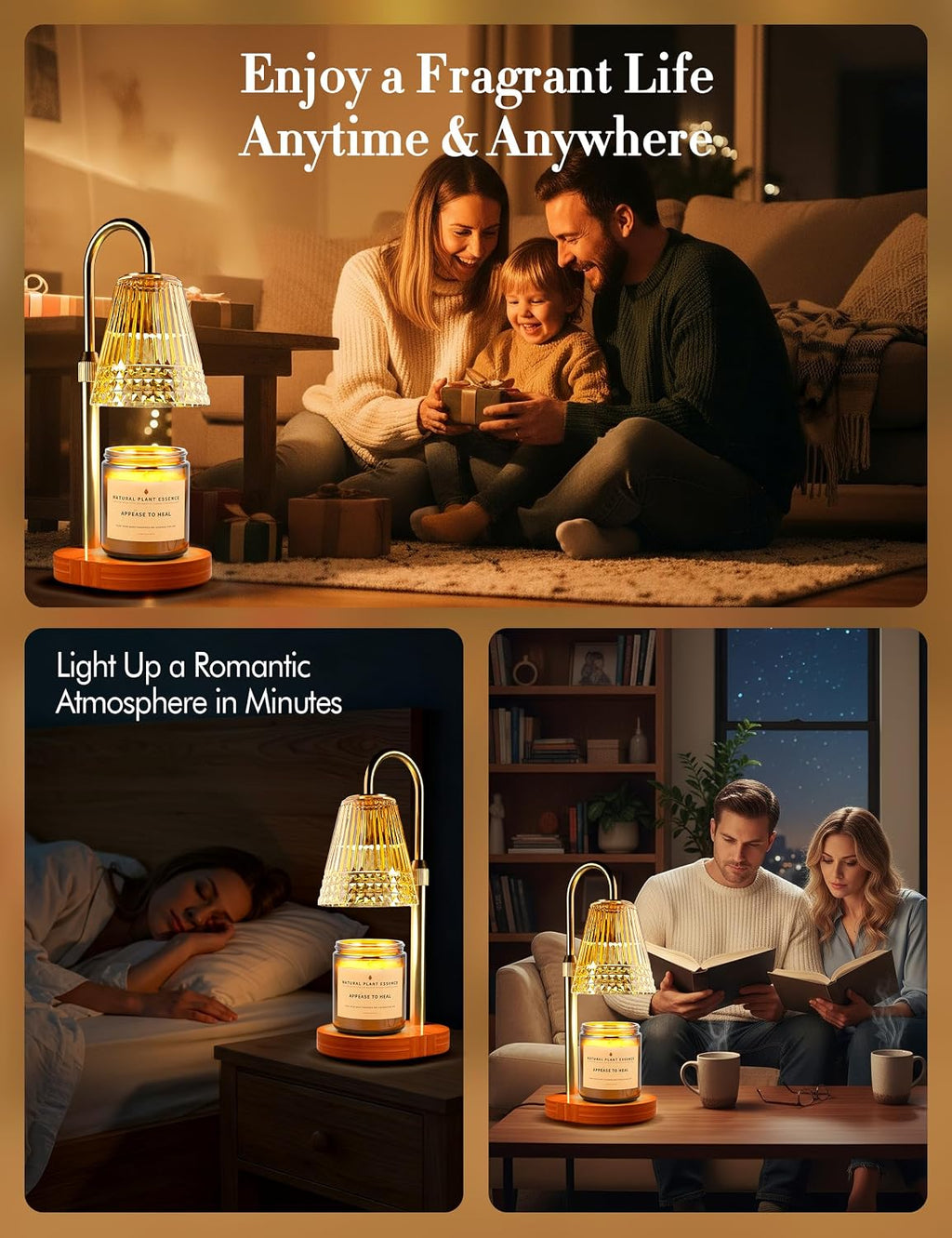 Candle Warmer Lamp with Timer Dimmer: Height Adjustable Wax Melt Warmer for Scented Jar Candles with 2 Bulbs, Christmas Birthday Gifts for Women Mom, House Warming Gifts New Home Room Office Decor