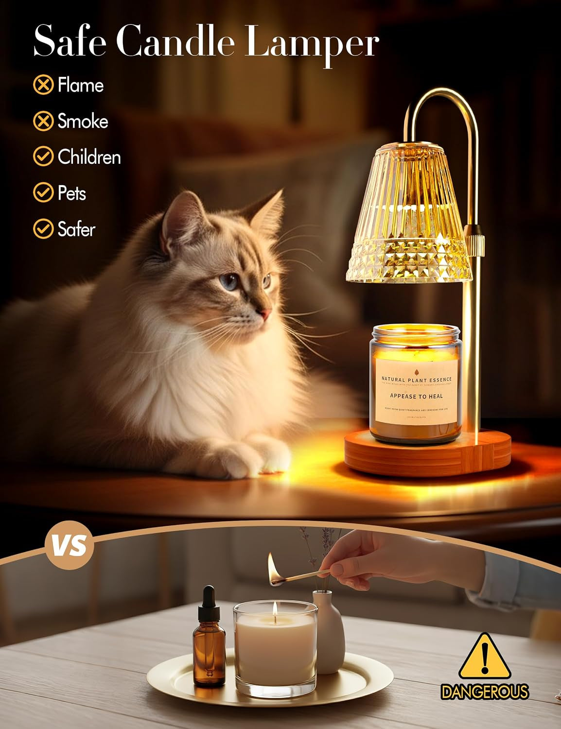 Candle Warmer Lamp with Timer Dimmer: Height Adjustable Wax Melt Warmer for Scented Jar Candles with 2 Bulbs, Christmas Birthday Gifts for Women Mom, House Warming Gifts New Home Room Office Decor