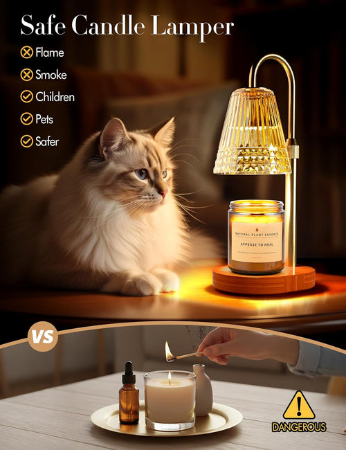 Candle Warmer Lamp with Timer Dimmer: Height Adjustable Wax Melt Warmer for Scented Jar Candles with 2 Bulbs, Christmas Birthday Gifts for Women Mom, House Warming Gifts New Home Room Office Decor